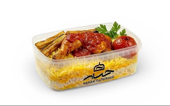 چلو مرغ و بادمجان